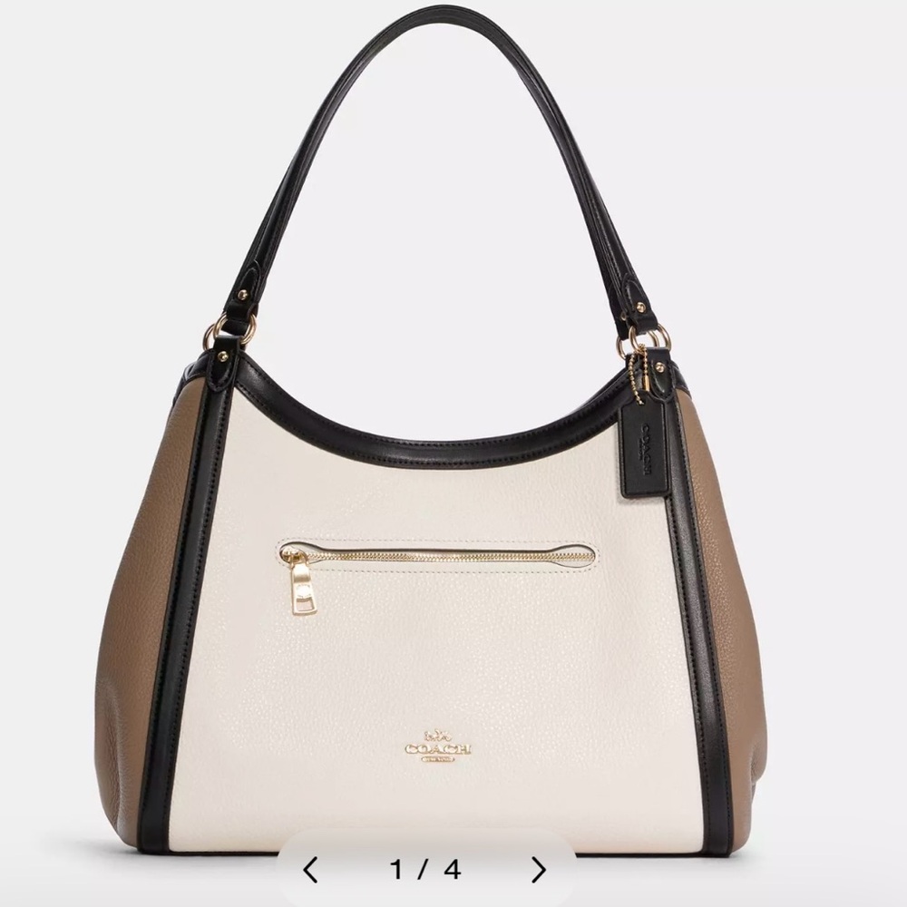 Coach KRISTY SHOULDER BAG, Women's Black, Cream, and Tan